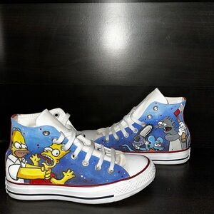 Custom painted the Simpsons Converse Chuck Taylor Shoes Size 7 Wmns NEW